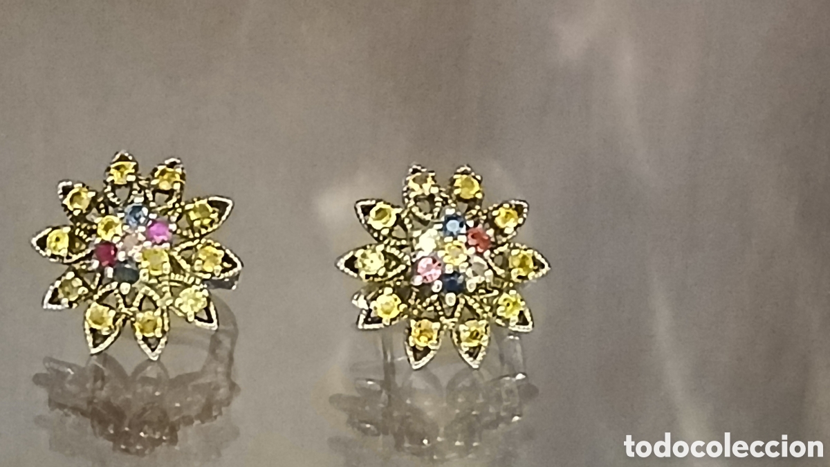 Joyeria: antiguos pendientes de plata de ley con safiros vvs