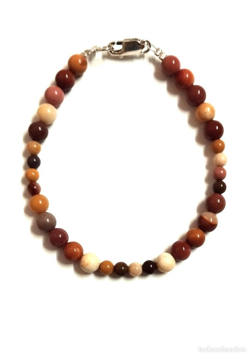 Joyeria: Pulsera con piedras mookita y Plata ley, 18cm