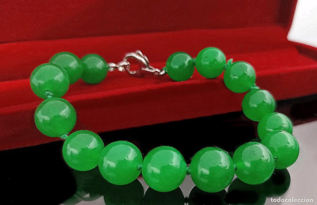 Joyeria: PULSERA VINTAGE COMPLETA POR 15 GRANDES JADES NATURALES DE 12 MM&Oslash;, ESF&Eacute;RICOS Y CALIBRADOS: 38 GRAMOS