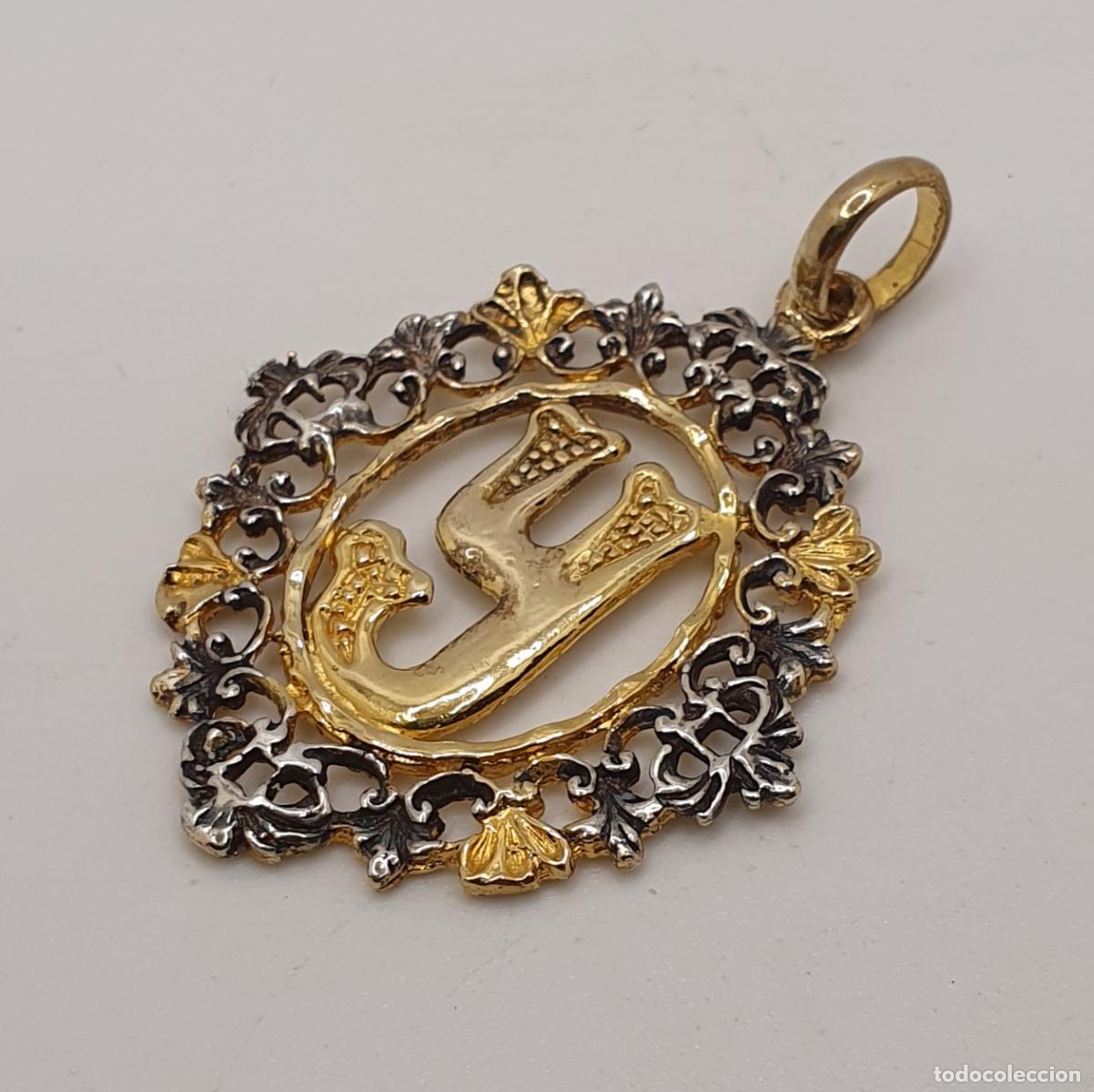 Joyeria: Bello colgante antiguo de estilo Victoriano en plata de ley 925 chapado en oro de 18k con la letra Y