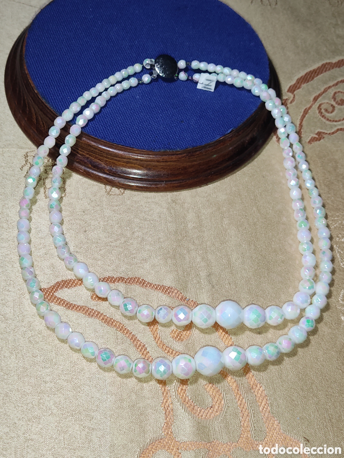 Joyeria: Collar de cristal blanco facetado de destellos.Vintage.*Z*