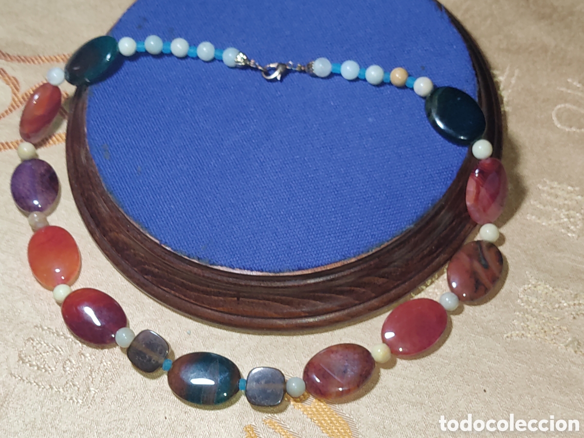 Joyeria: Collar de piezas de &aacute;gata ovalada.Vintage. - Foto 3
