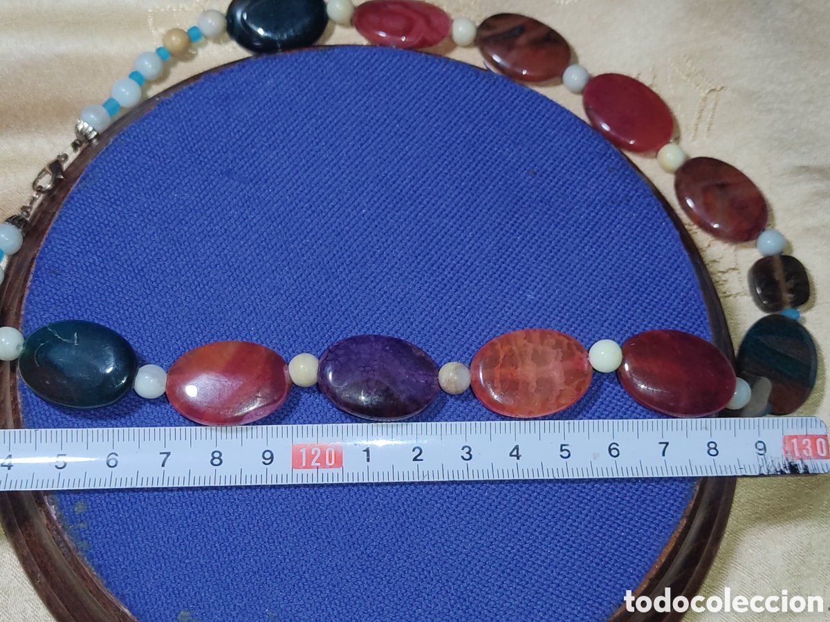 Joyeria: Collar de piezas de &aacute;gata ovalada.Vintage. - Foto 8