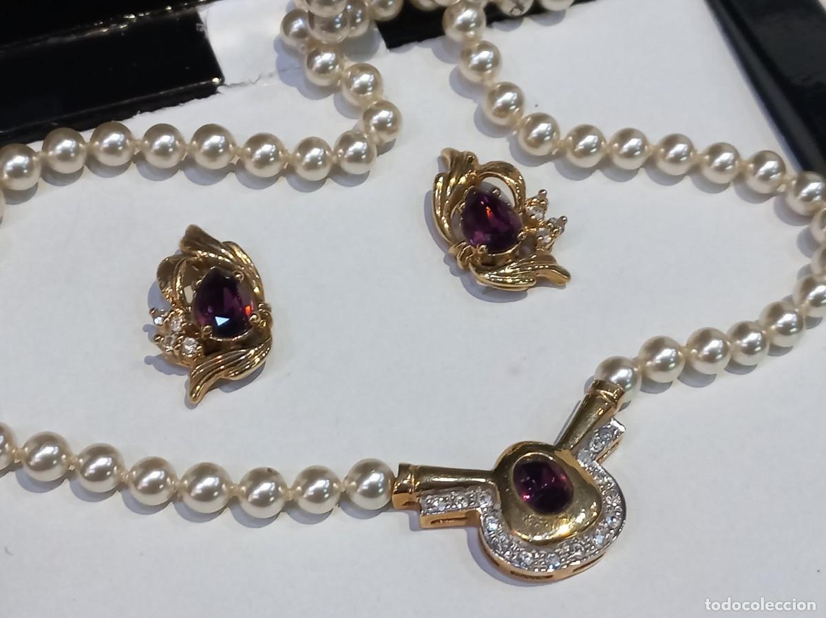 Joyeria: COLLAR PERLAS-CENTRO Y PENDIENTES piedra amatista