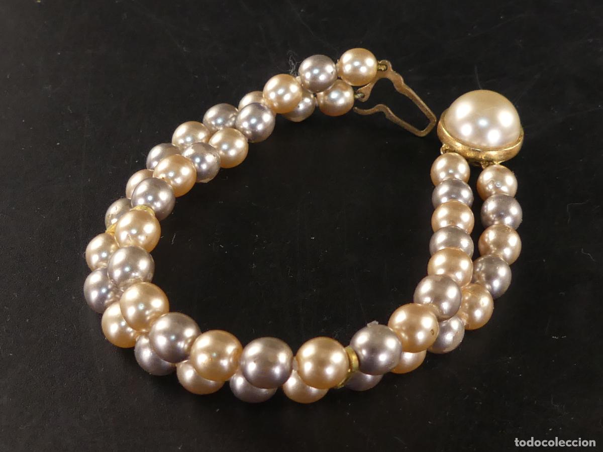 Joyeria: Pulsera de Cuentas Tipo Perlas Sierre Dorado