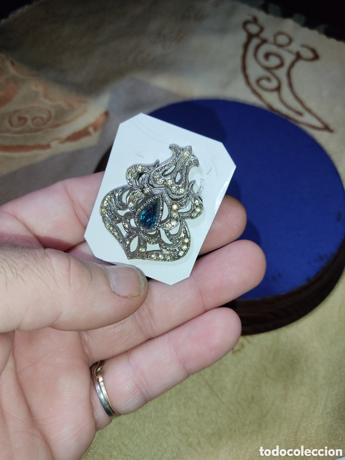 Joyeria: Antiguo Broche plateado con cristales. - Foto 4