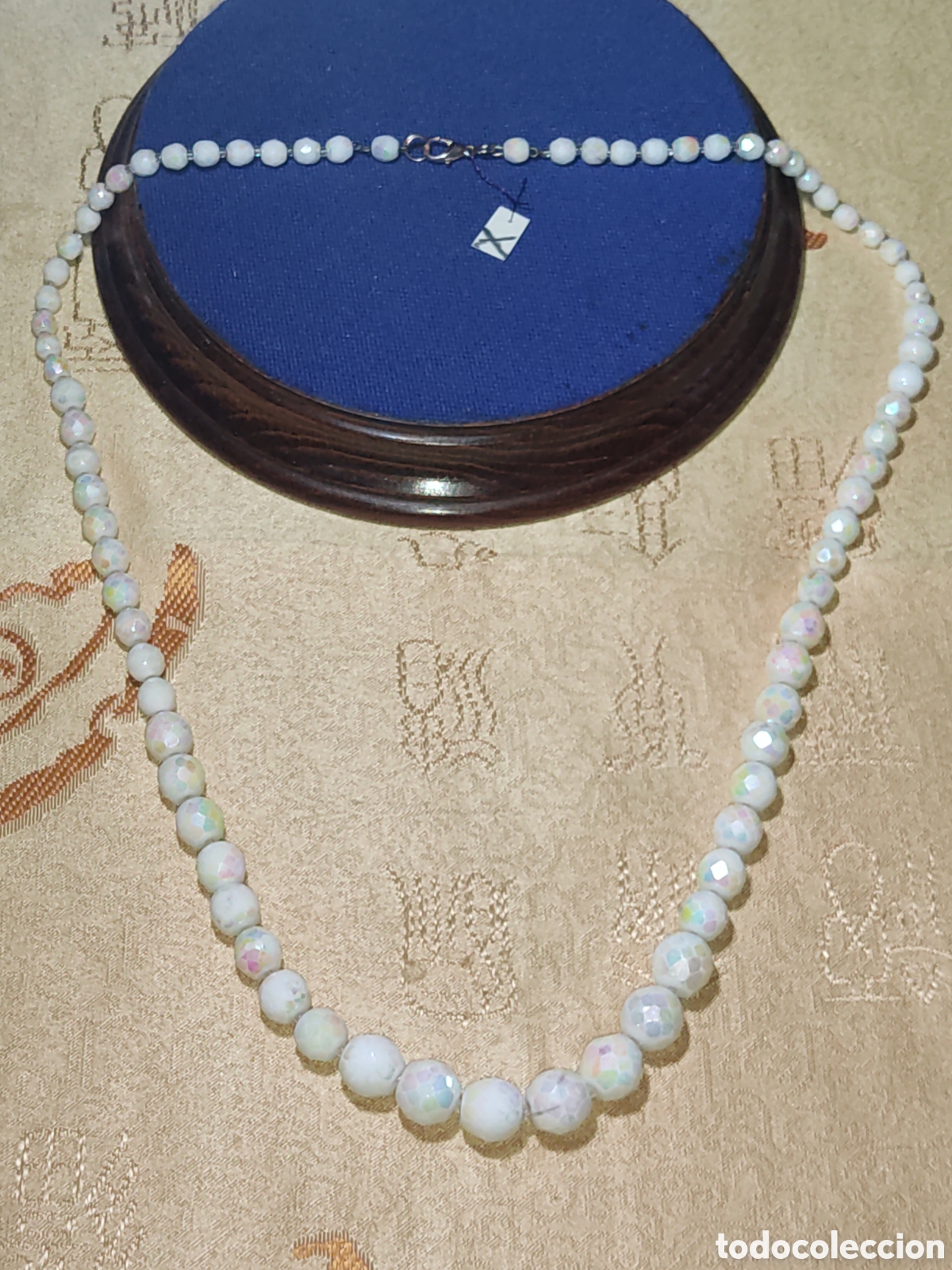 Joyeria: Collar largo de cristal blanco facetado.Vintage.*X*