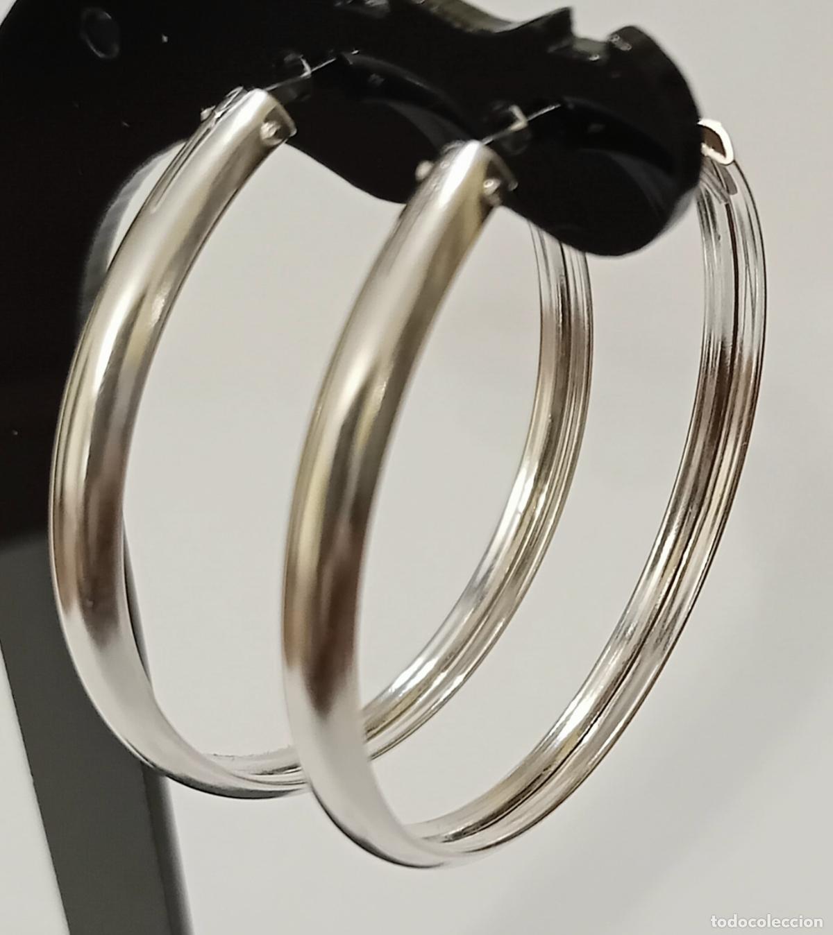 Joyeria: PENDIENTES, AROS, ANILLAS DE PLATA DE LEY. 35 MM DIAMETRO APROX. 2,4 GRAMOS. VER FOTOS Y DESCRIPCION