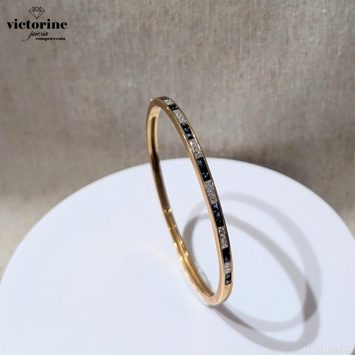 Joyeria: Esclava de oro 18K, zafiros y diamantes