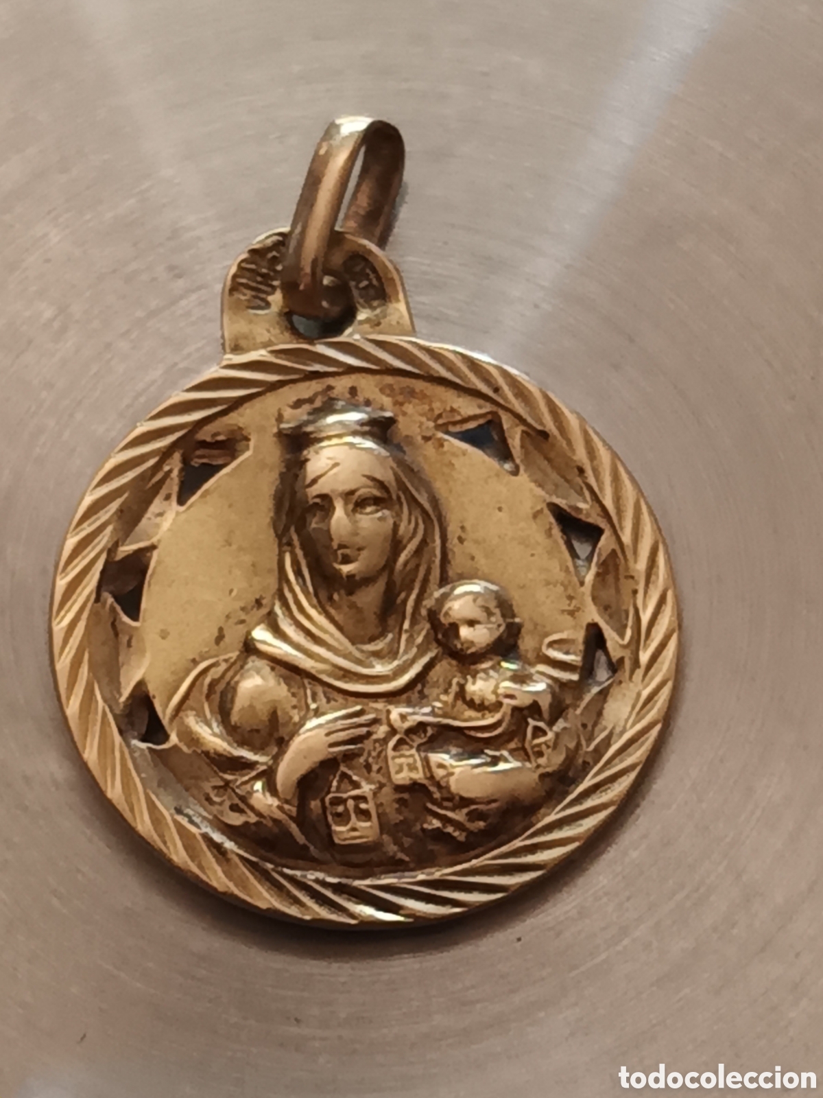 Joyeria: ANTIGUA MEDALLA DE ORO DE LA VIRGEN DEL CARMEN Y JESUCRISTO EN EL REVERSO