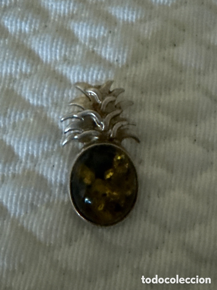 Joyeria: Pi&ntilde;a tropical. Colgante plata y ambar