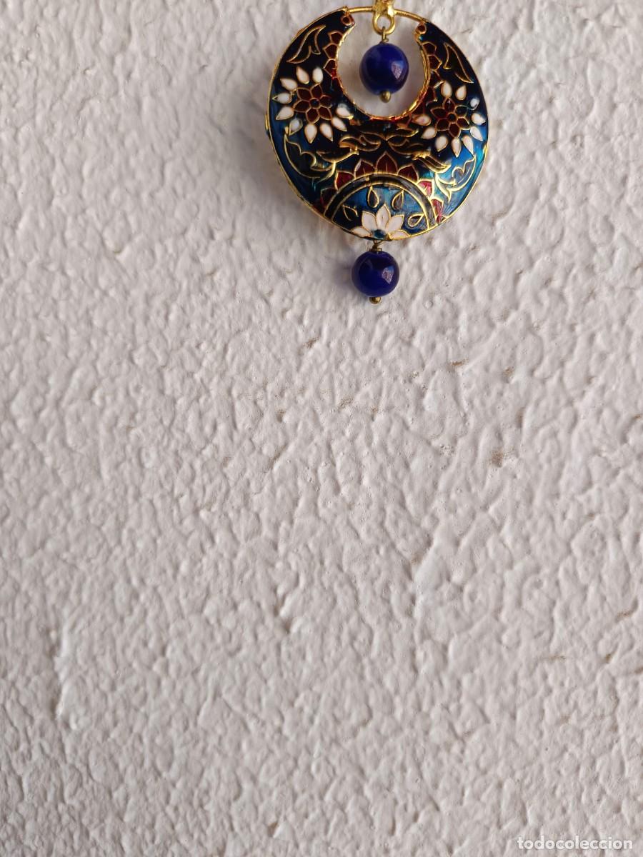Joyeria: Pendientes de estilo Chandbali con dise&ntilde;o Meenakari de esmalte azul