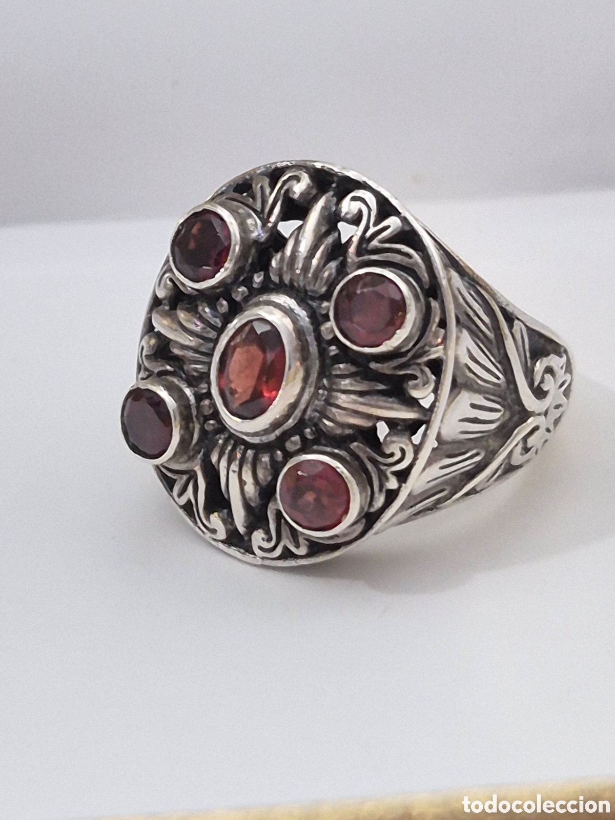 Joyeria: IMPRESIONANTE ANILLO DE PLATA DE LEY Y GRANATES NATURALES. REF S3 C JOY ACTUAL ANILLOS 170726