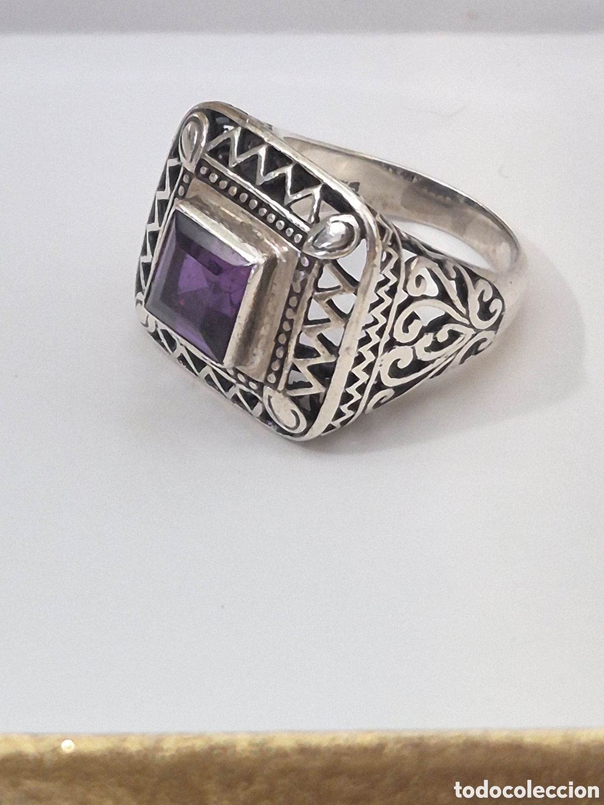 Joyeria: IMPRESIONANTE ANILLO DE PLATA DE LEY Y AMATISTA NATURAL. REF S4 C JOY ACTUAL ANILLOS 170726