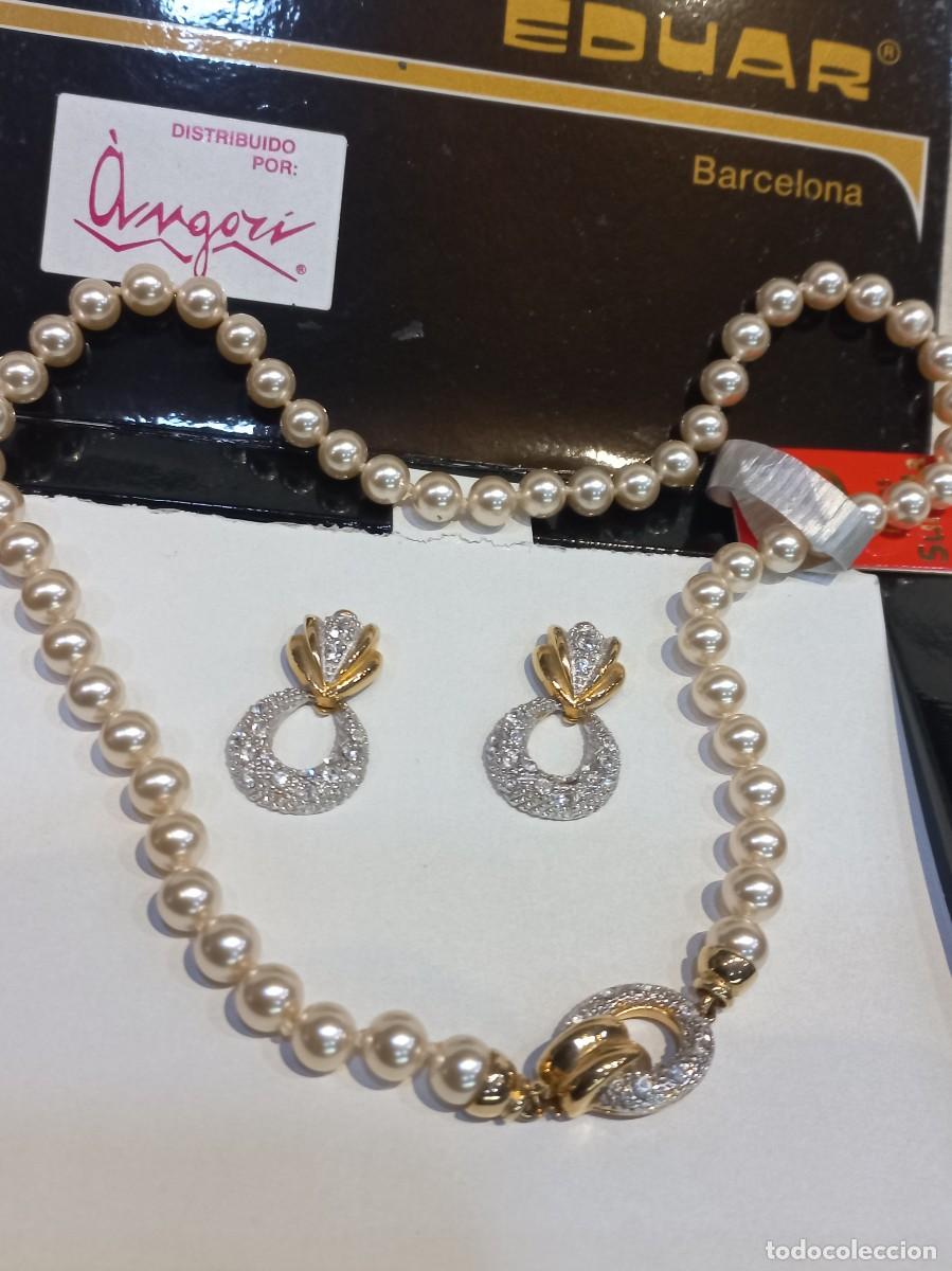 Joyeria: COLLAR PERLAS con CENTRO BROCHE ARO Y PENDIENTES chapado &uml;EDUAR&uml; - Foto 2