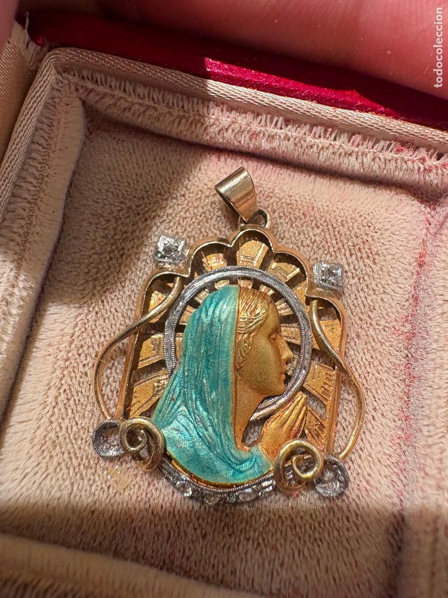 Joyeria: Preciosa medalla oro 18 k esmaltada atribu&iuml;ble a masriera Carreras joyeria catalana noucentista dec&oacute;