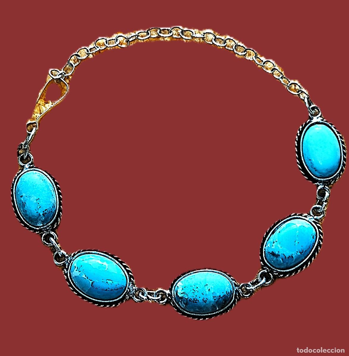 Joyeria: Pulsera con piedras Larimar . Chapado Plata , de alta calidad y duraci&oacute;n,