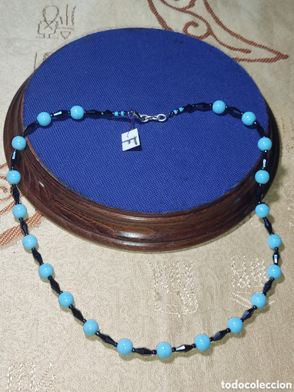 Joyeria: Collar de cristal de Murano y cristal negro brillante facetado.Vintage.*F*