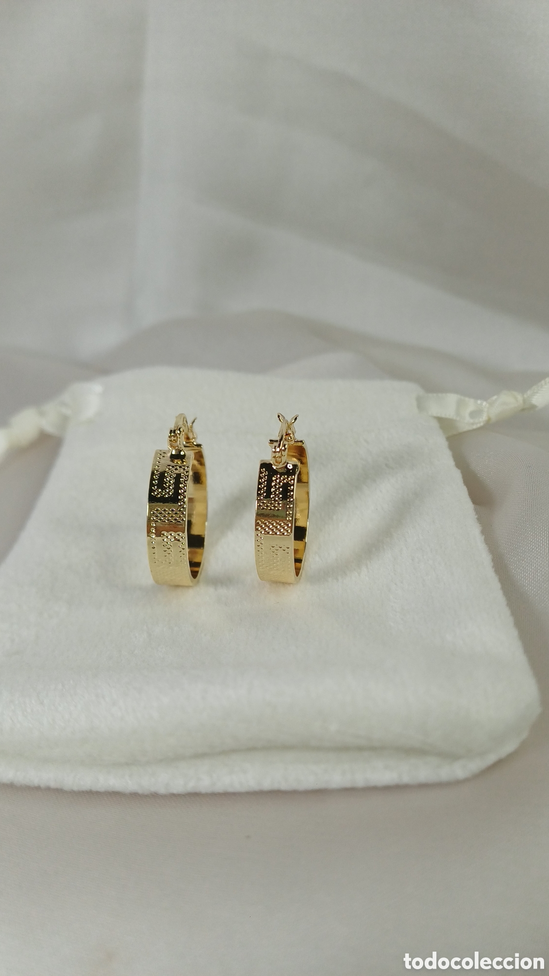 Joyeria: PENDIENTES ARO GRECA CHAPADO ORO 18 K - Foto 2