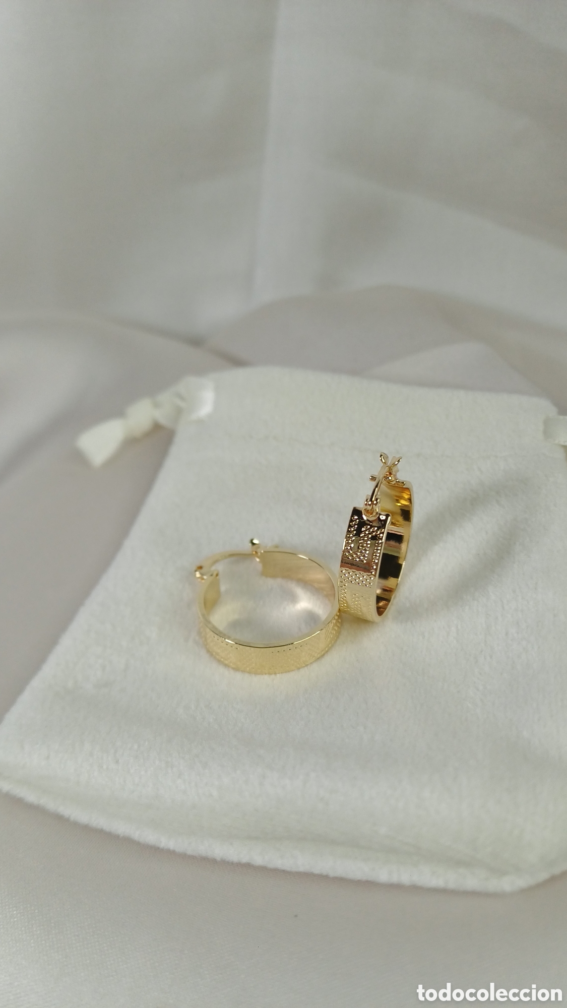 Joyeria: PENDIENTES ARO GRECA CHAPADO ORO 18 K - Foto 3