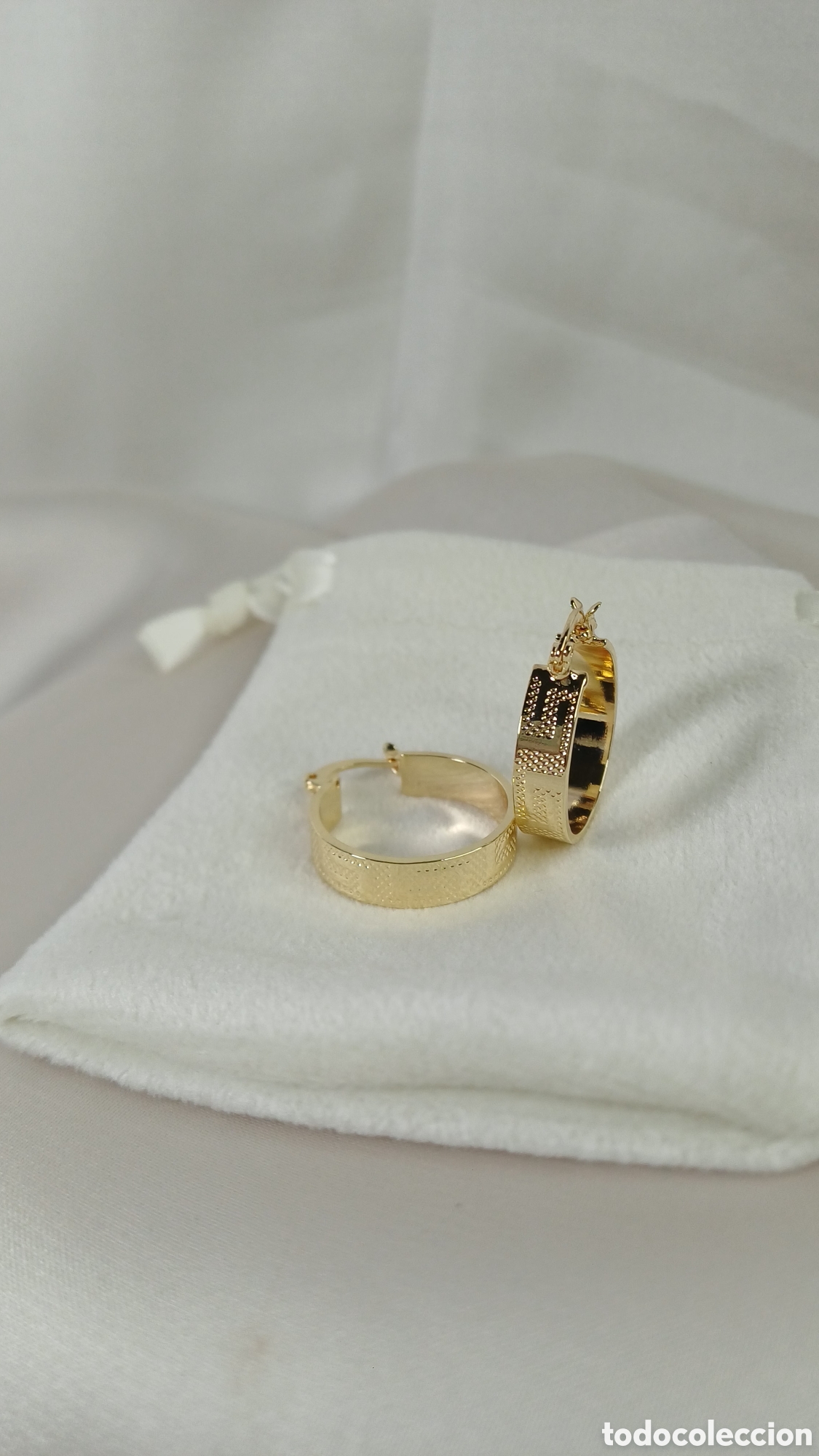 Joyeria: PENDIENTES ARO GRECA CHAPADO ORO 18 K - Foto 4