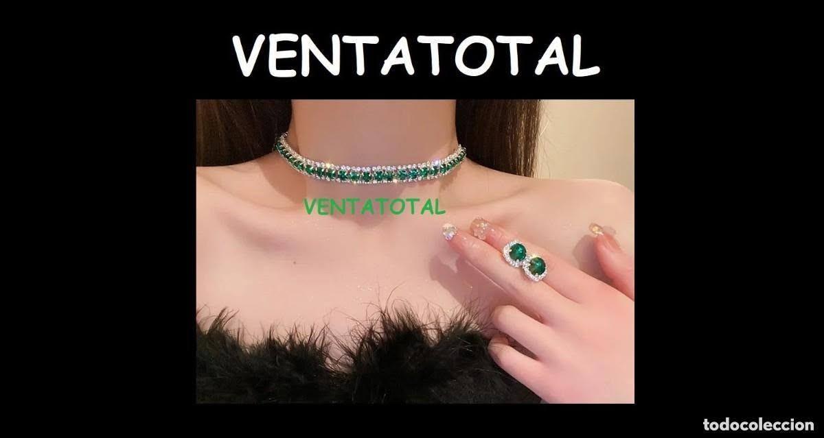 Joyeria: CONJUNTO DE COLLAR Y PENDIENTES SON DE ORO BLANCO DE 18KILATES LAMINADO CON ESMERALDAS Y DIAMANTES