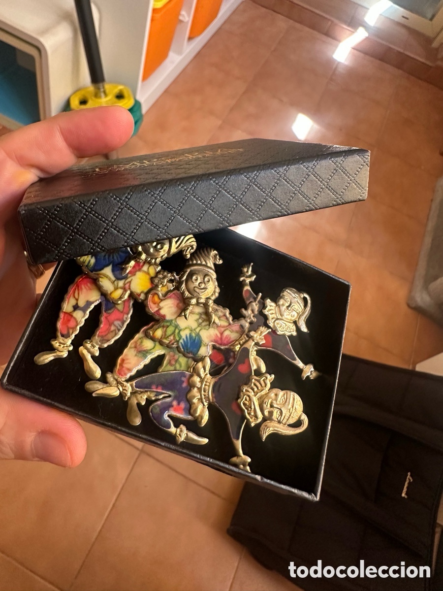 Joyeria: Lote 4 broches arlequ&iacute;n articulados a&ntilde;os 80