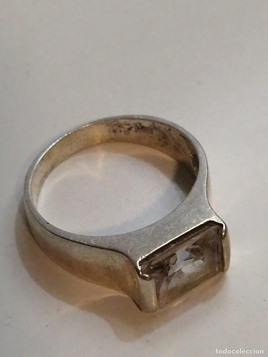 Joyeria: Anillo plata 925 vintage con circonitas central