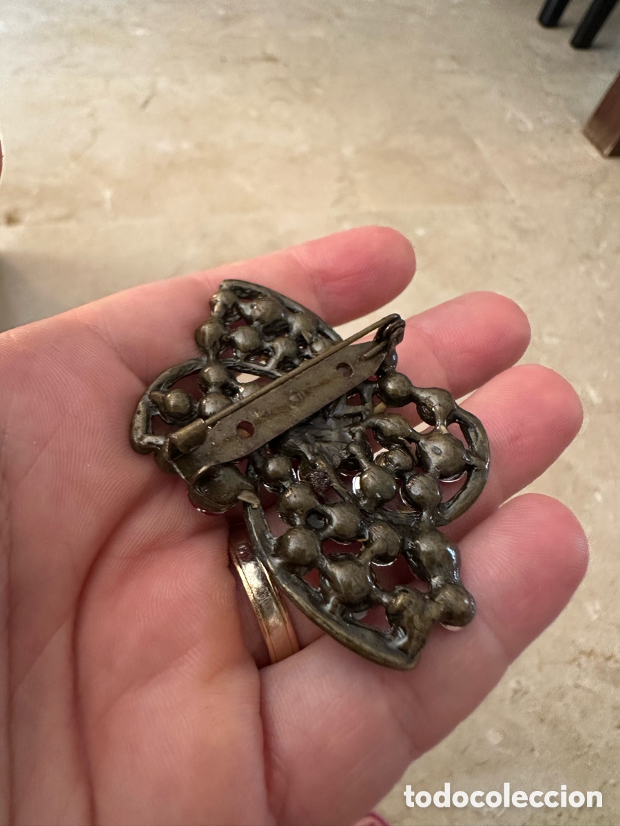 Joyeria: Broche bronce antiguo con piedras rojas - Foto 4