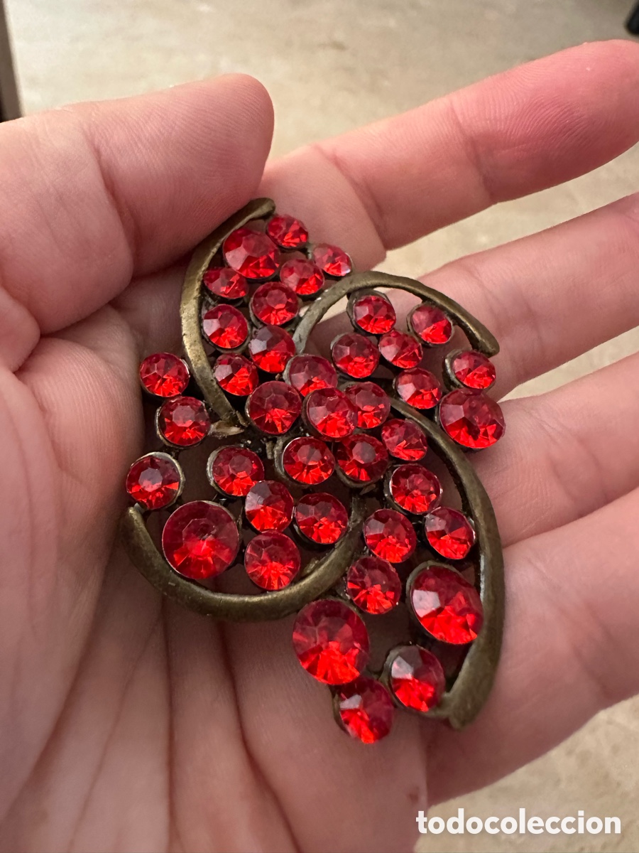 Joyeria: Broche bronce antiguo con piedras rojas - Foto 5