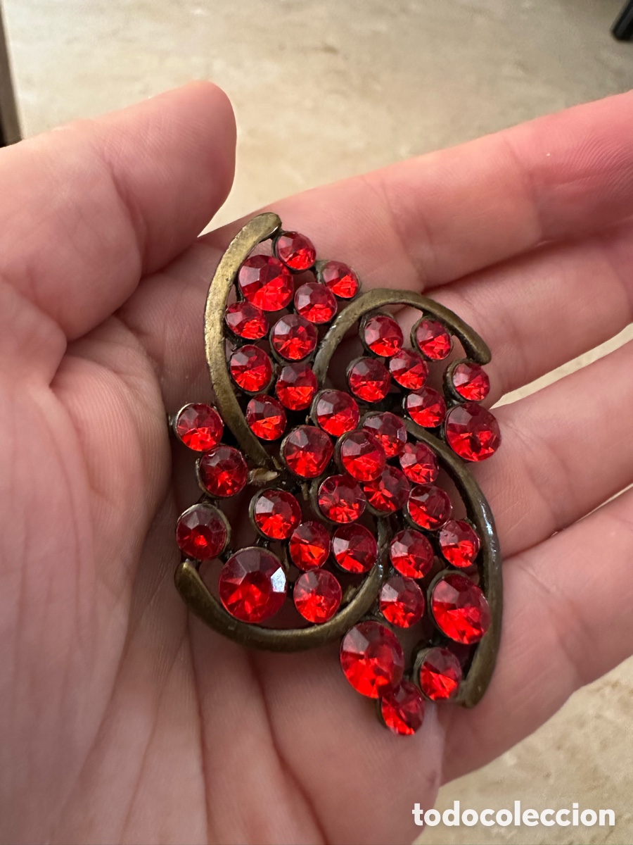 Joyeria: Broche bronce antiguo con piedras rojas - Foto 7