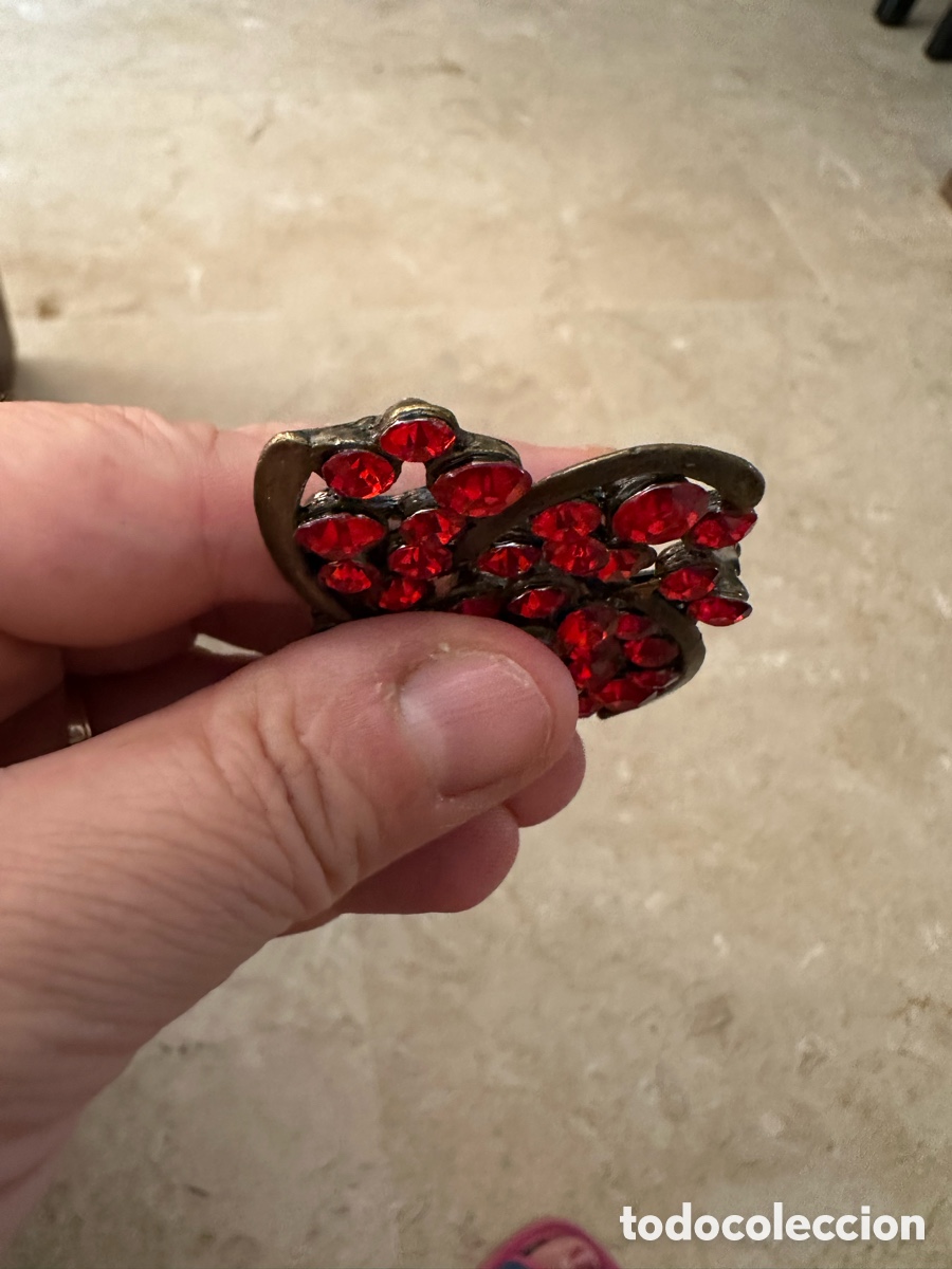 Joyeria: Broche bronce antiguo con piedras rojas - Foto 8