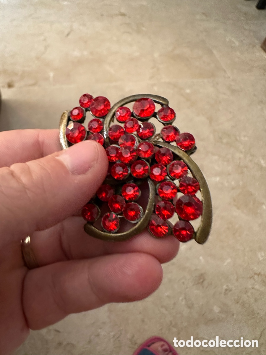 Joyeria: Broche bronce antiguo con piedras rojas - Foto 9