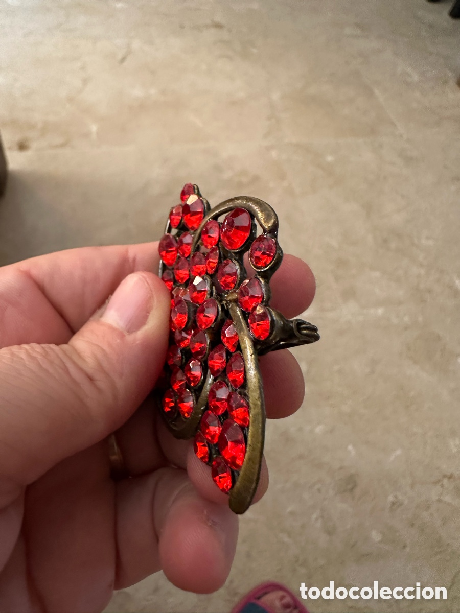 Joyeria: Broche bronce antiguo con piedras rojas - Foto 10