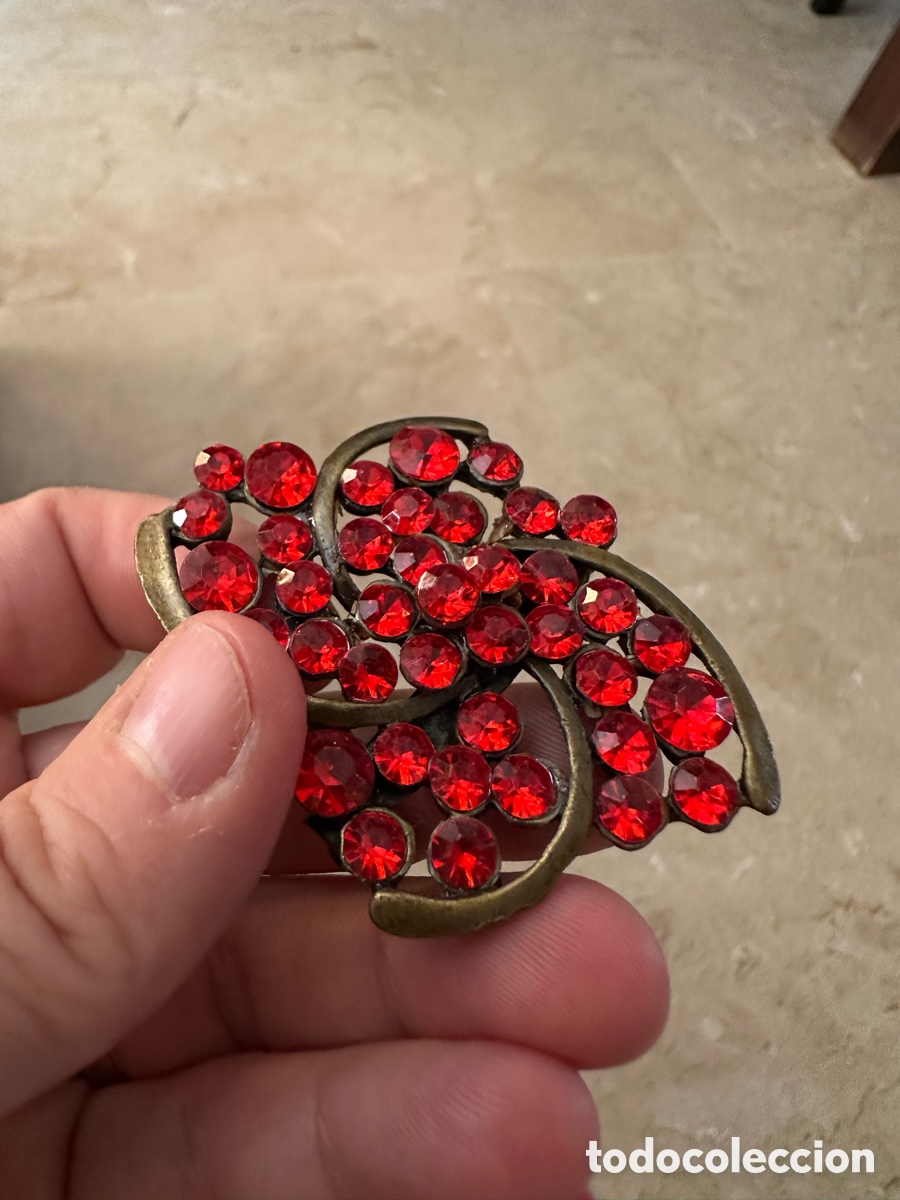 Joyeria: Broche bronce antiguo con piedras rojas - Foto 11
