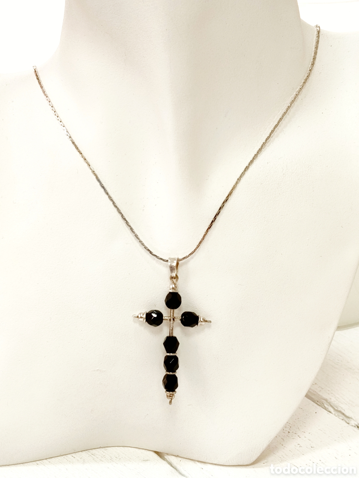 Joalharia: Collar de plata de 1&ordf; ley 925 con cruz A&ntilde;os 90's, Nuevo