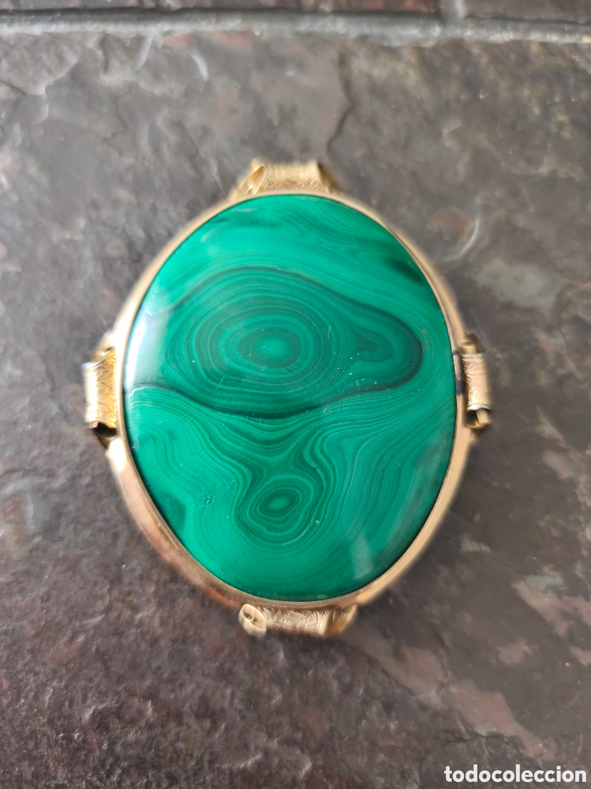 Joyeria: Broche vintage de Malaquita
