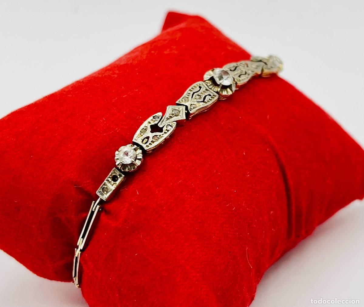 Joyeria: Pulsera antigua Art D&eacute;co de oro 18k y vistas de platino a&ntilde;os 30
