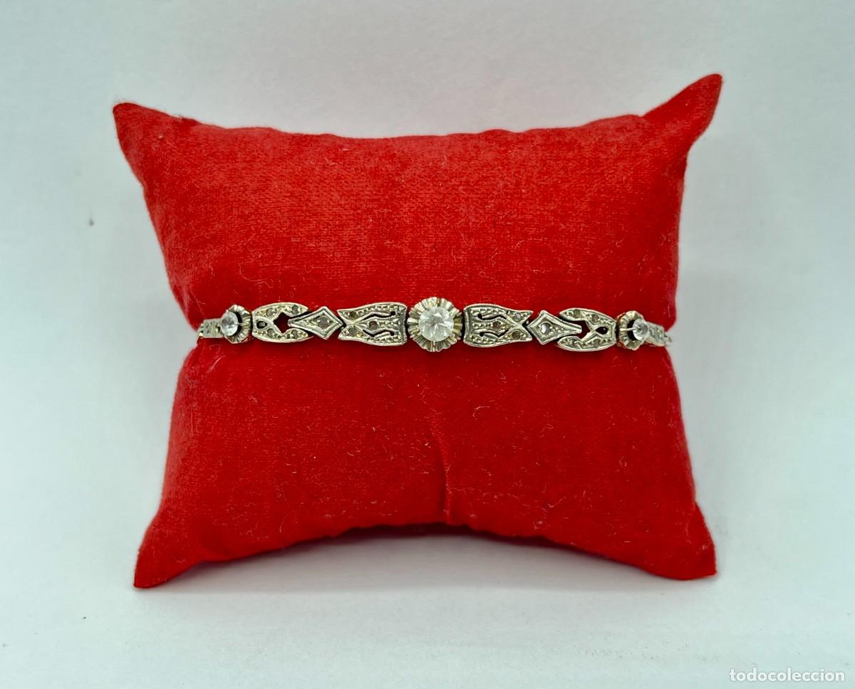 Joyeria: Pulsera antigua Art D&eacute;co de oro 18k y vistas de platino a&ntilde;os 30