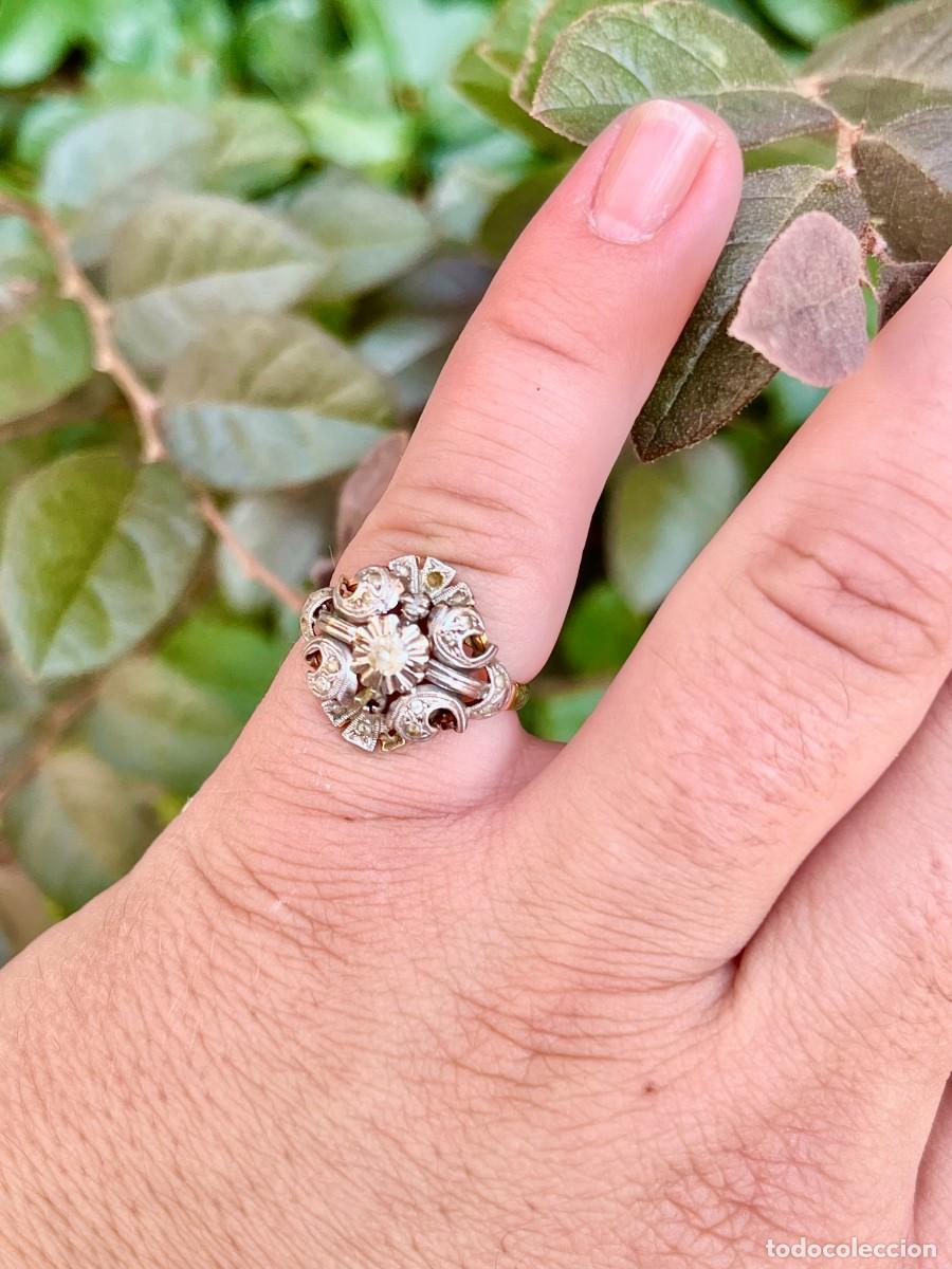 Joyeria: Anillo antiguo de oro con vistas de platino estilo Art D&eacute;co