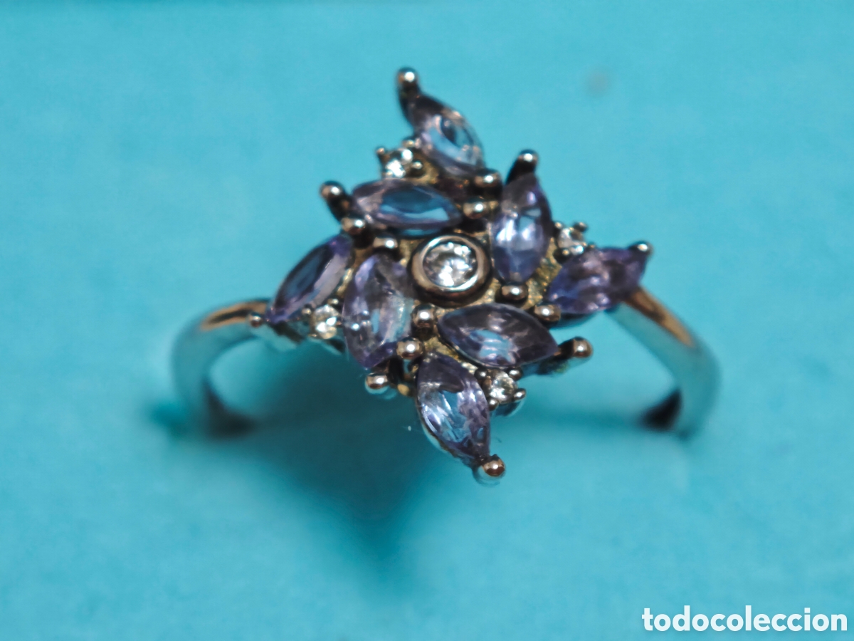 Joyeria: Anillo en plata de ley con tanzanitas naturales - Foto 2