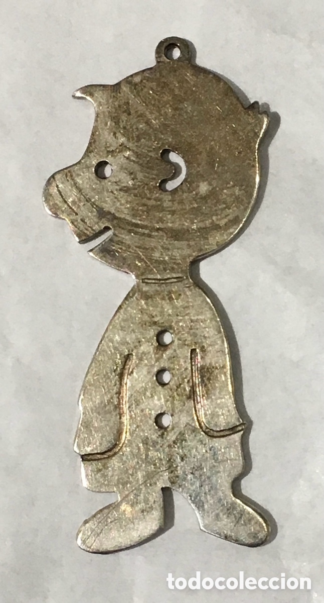 Joyeria: Colgante. Figura de Carlitos. Charlie Brawn. Plata. A&ntilde;os 70.