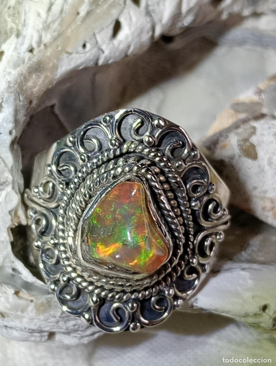 Joyeria: FANT&Aacute;STICO ANILLO ARTESANAL DE &Oacute;PALO NATURAL Y PLATA MACIZA (SIN USAR)