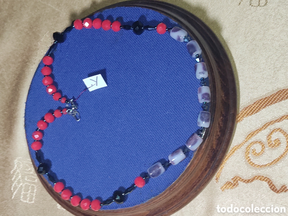 Joyeria: Collar de cristal de Murano y cristal rojo y negro facetado.Vintage.*Y*
