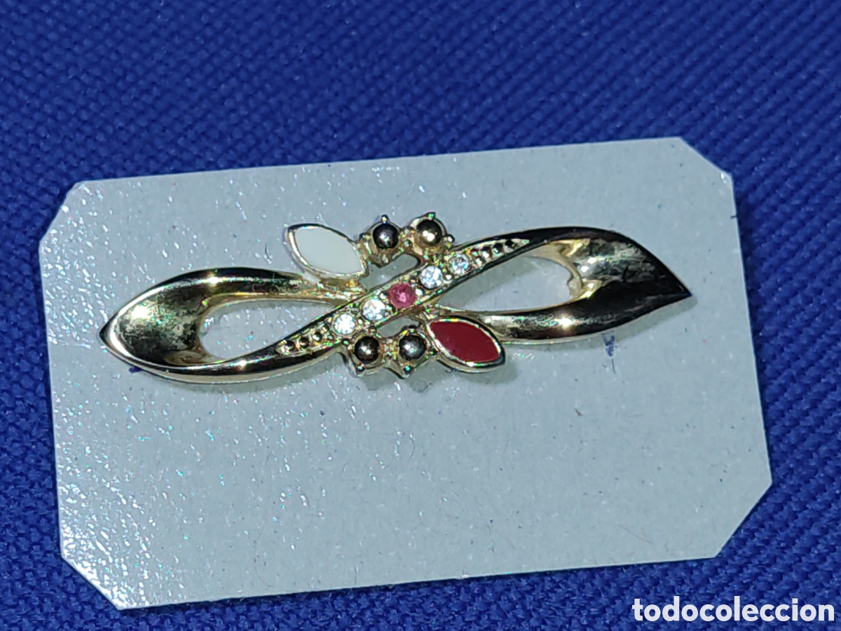 Joyeria: Broche ba&ntilde;o de oro con esmalte y circonitas.Vintage.