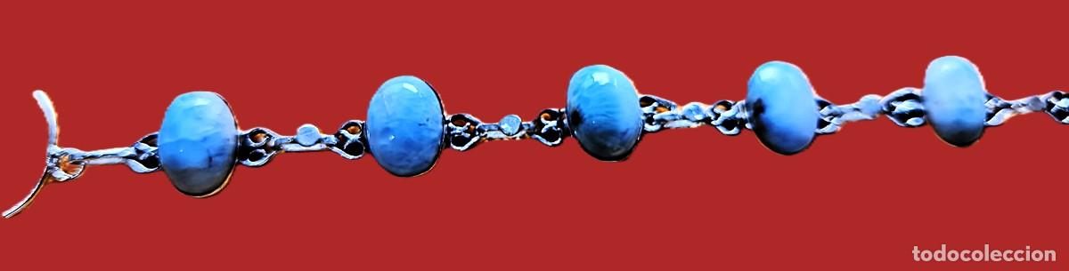 Joyeria: Pulsera 6 piedras Larimar Chapada plata 925 - Foto 5