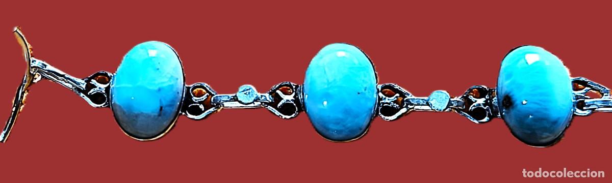 Joyeria: Pulsera 6 piedras Larimar Chapada plata 925 - Foto 7