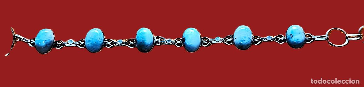 Joyeria: Pulsera 6 piedras Larimar Chapada plata 925 - Foto 2