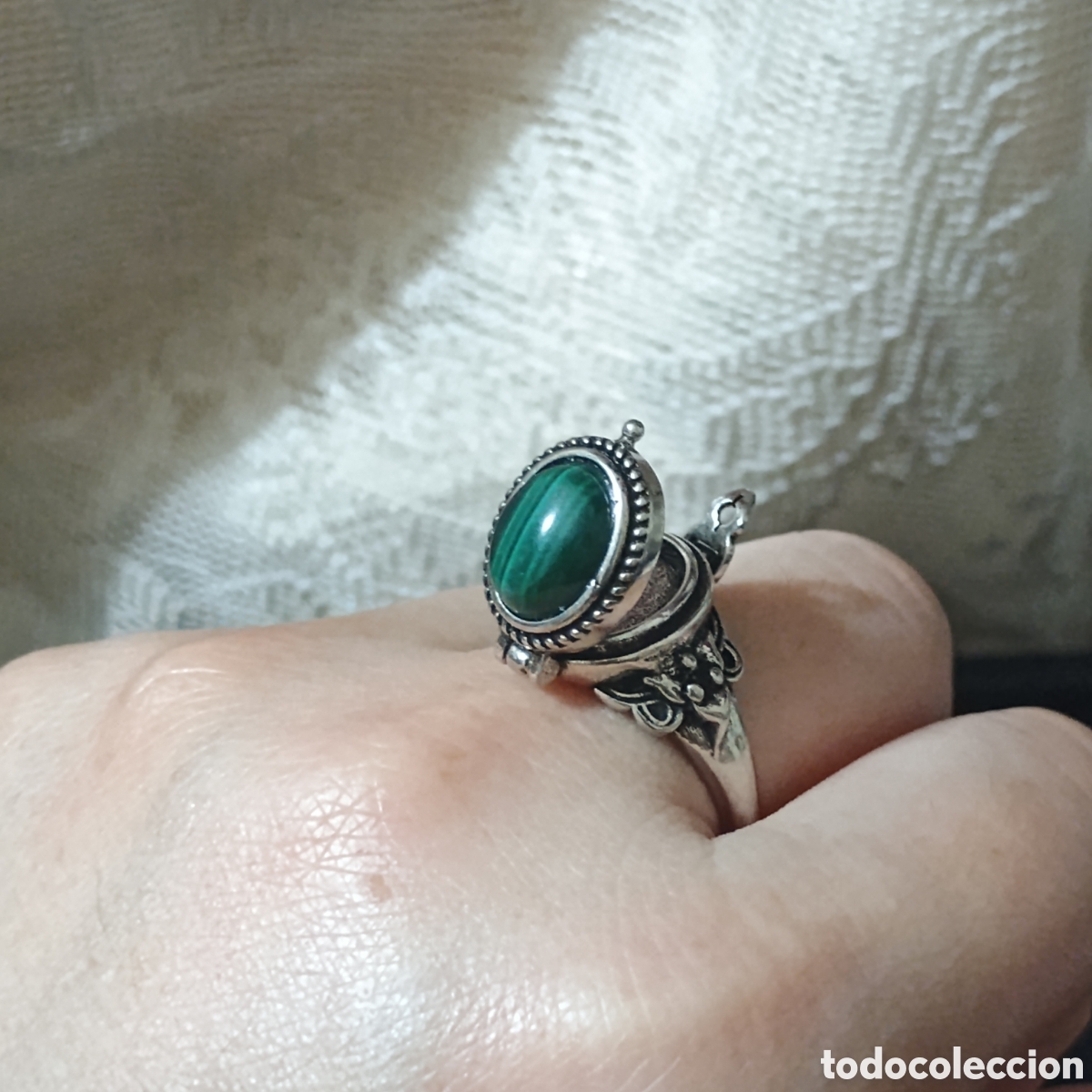 Joyeria: Anillo de cobre con malaquita natural