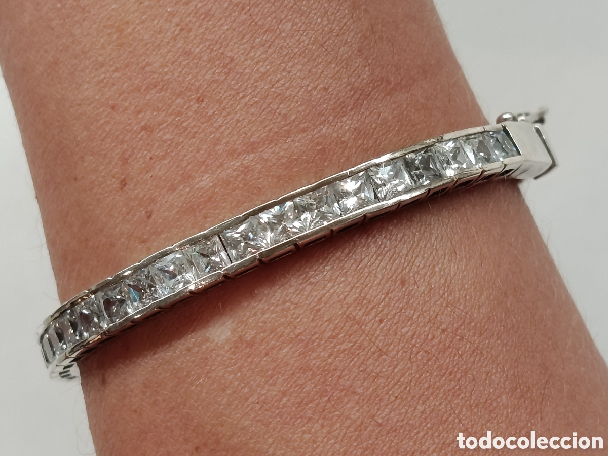 Joyeria: Pulsera r&iacute;gida de plata y circonitas. Plata 925 - Foto 3